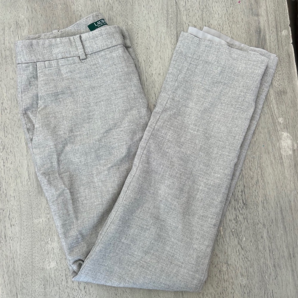 Lauren Ralph Lauren Gray Wool Blend Straight Leg Dress Pants Trousers 4